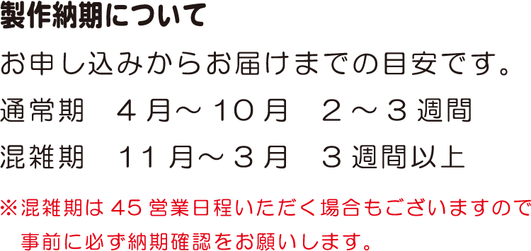 製作納期について